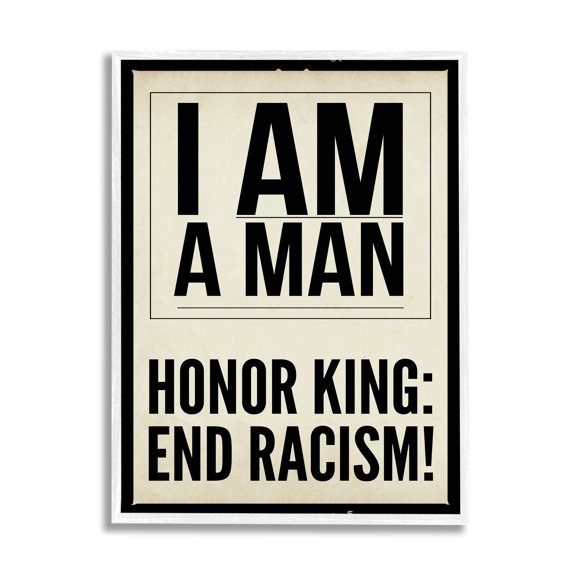Stupell Industries Honor King End Racism Courageous Commemorating Quote Graphic Art White Framed Art Print Wall Art, Design by Graffitee Studios