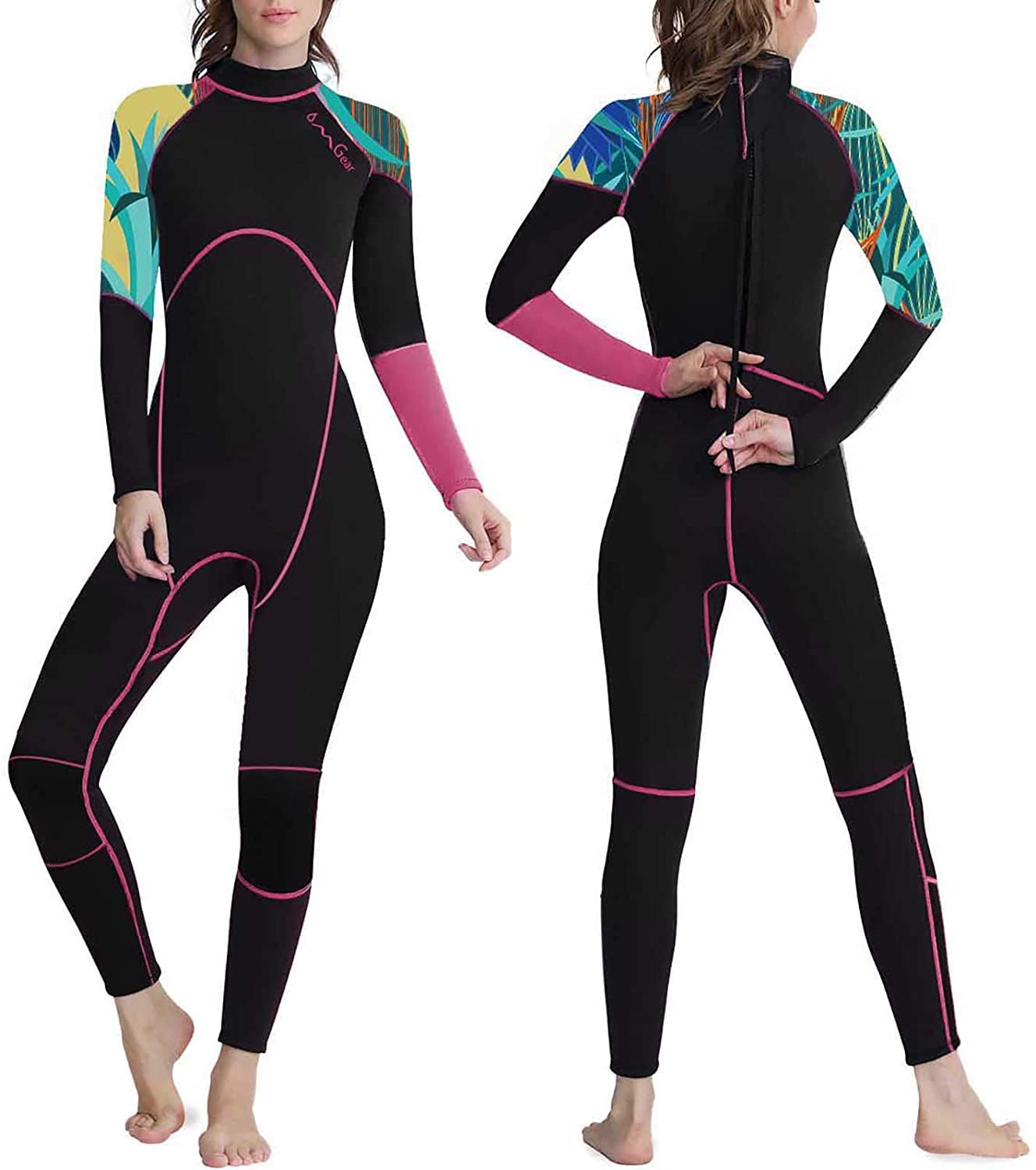 Hevto Men Wetsuits Women 3mm Neoprene Full Scuba Diving Suits Surfing Swimming Long Sleeve Keep Warm Back Zip for Water Sports 