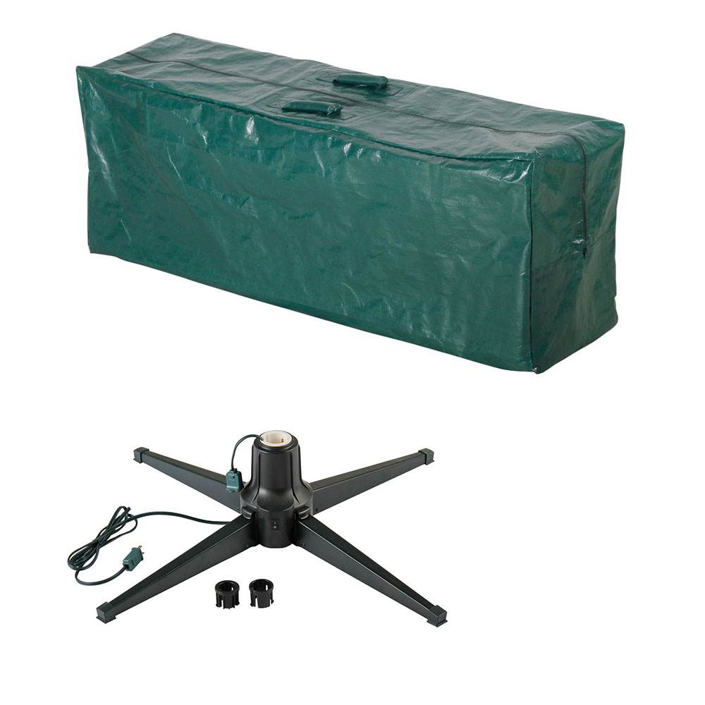 Home Heritage Christmas Tree Storage Container and Metal Rotating Tree