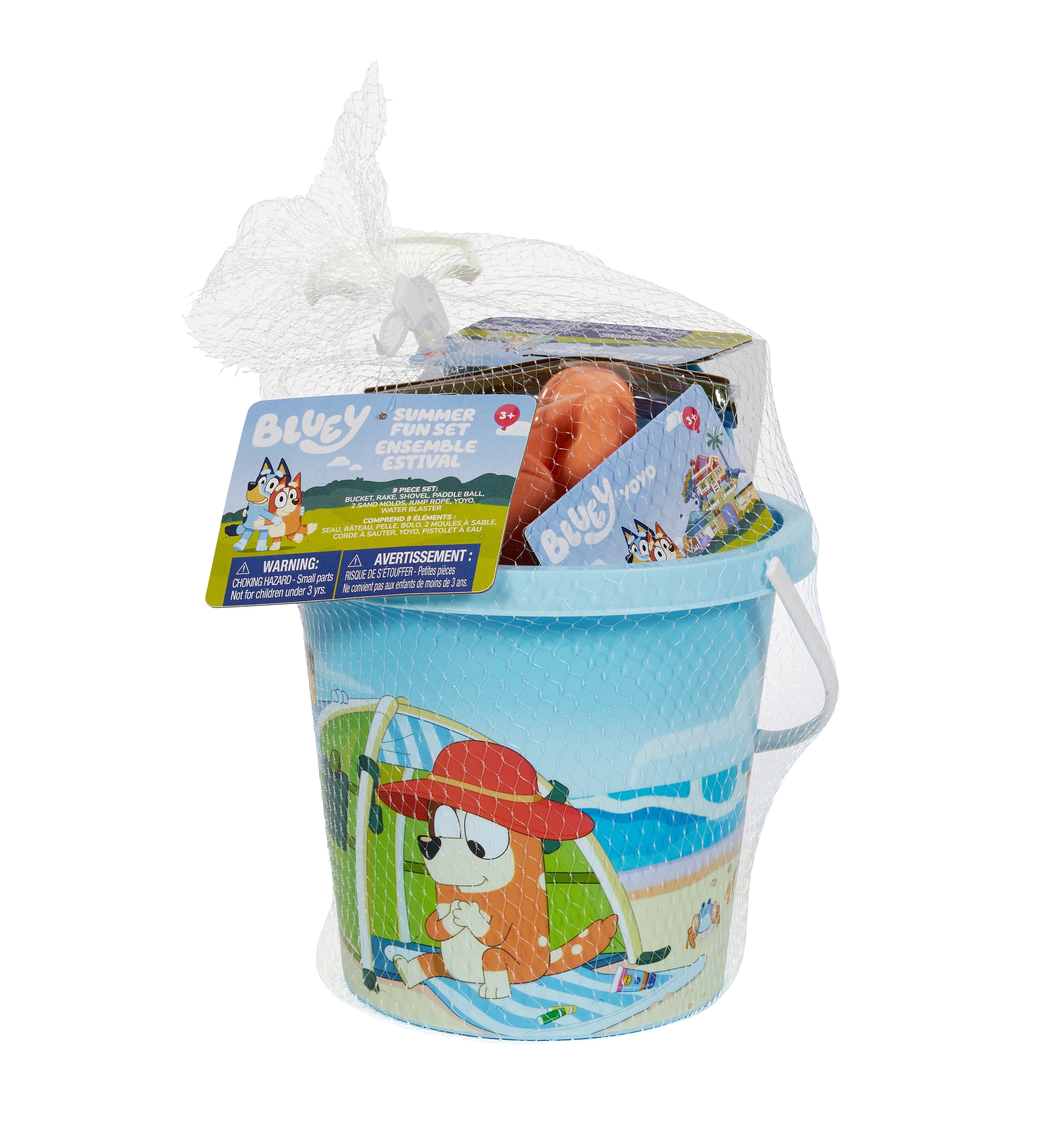 Little Kids Bluey Summer Fun Set. Bluey 7PC Beach Bucket. Ages 3 & Up