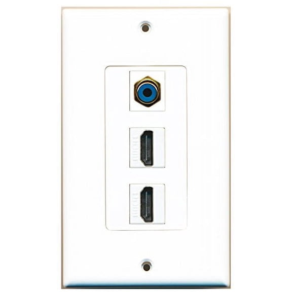 RiteAV - 2 Port HDMI 1 RCA Blue Wall Plate Decorative