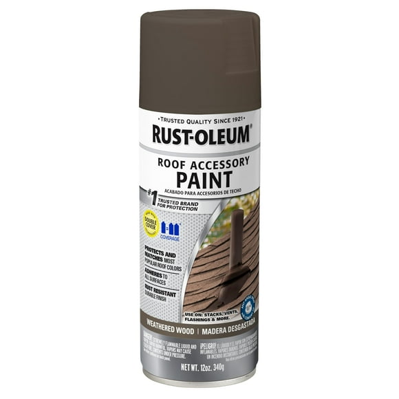 Rust-Oleum 285217 Roofing Accessory Coating Spray, 12 oz, Weathered Wood