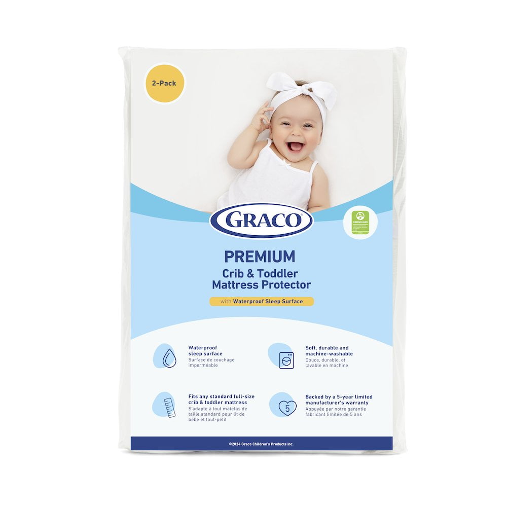 Graco Premium Crib & Toddler Mattress and 2-Pack Mattress Protector Bundle