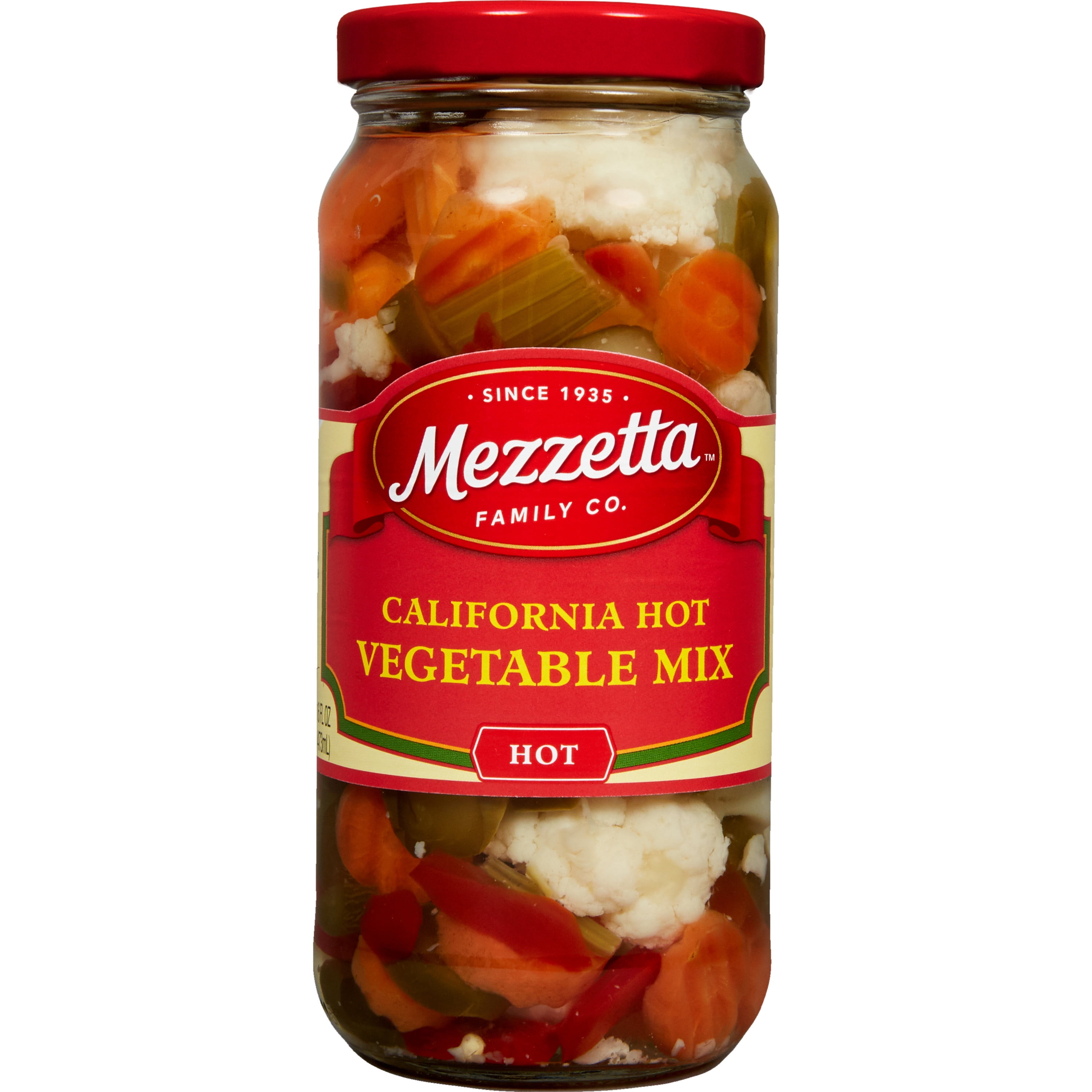 (4 pack) Mezzetta California Hot Vegetable Mix 16 fl oz Jar