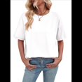 thumbnail image 1 of Camisetas Holgadas de Gran Tamaño para Mujer, Cuello Redondo, Corta, Blusa Informal de Verano Y2K 2025, Camiseta Básica M, 1 of 10