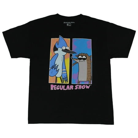Regular Show Mens T-Shirt - Colorful Mordecai & Rigby Box Character Image
