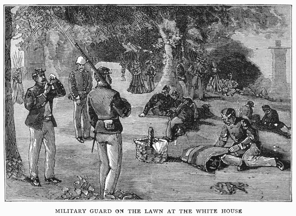 Garfield Assassination Nmilitary Guard On The Lawn Of The White House