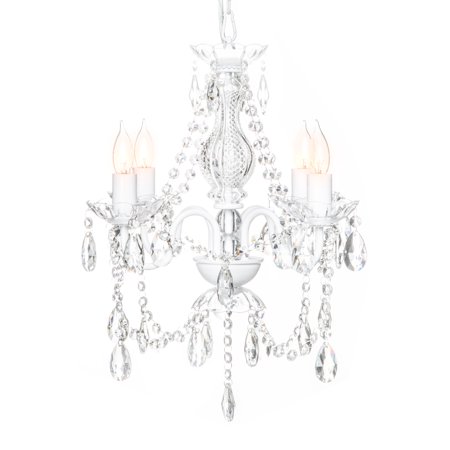 Dinning Room Lighting Best Choice Products Acrylic Crystal Chandelier Ceiling Light Fixture for Dining Room, Foyer, Bedroom, White ()