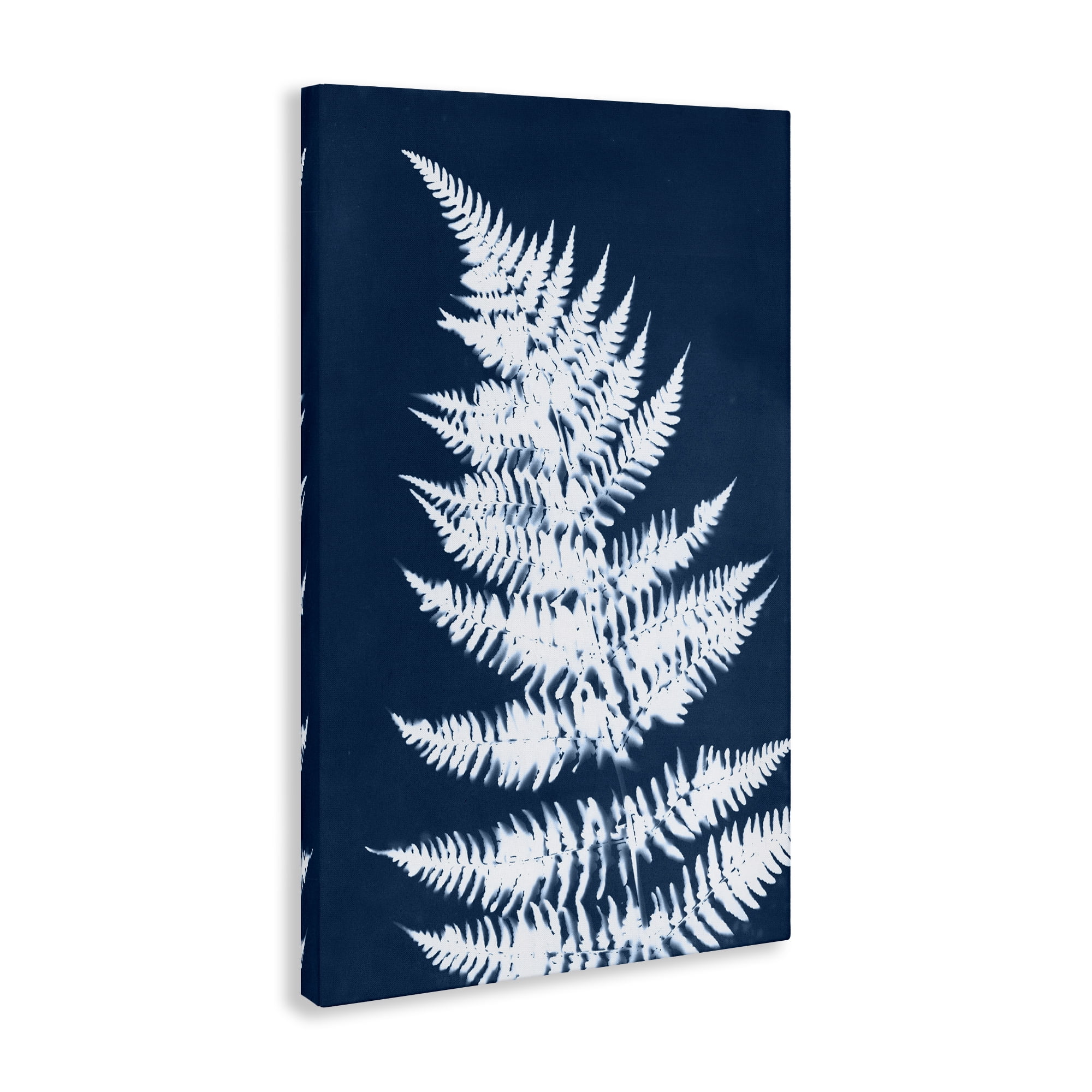 Stupell Industries Blue & White Fern Botanical & Floral Painting Gallery Wrapped Canvas Art Print Wall Art, 30 x 45