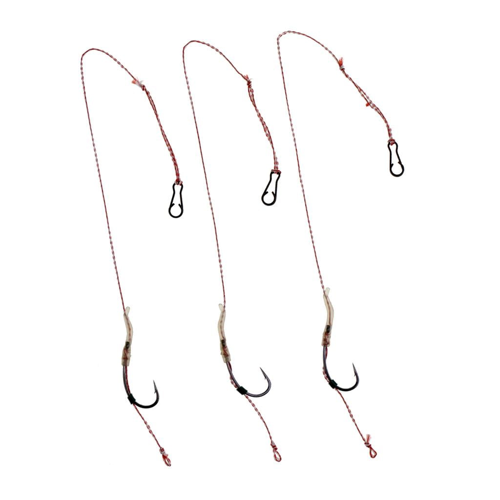 3pcs Size 6/8/10/12# Barbed Carbon Carp Fishing Hook Tackle with Hair Rigs 