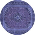 thumbnail image 1 of Ahgly Company Machine Washable Indoor Round Medallion Blue Traditional Area Rugs, 3' Round, 1 of 4