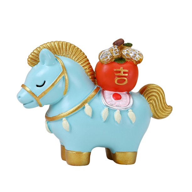 Estatua de caballo de estilo chino, lingote dorado, bolsa de la suerte, moneda de cobre, caqui, figura de poni de dibujos animados, adorno decorativo de Feng Shui para escritorio