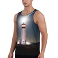 thumbnail image 2 of Fotbe Peggy's Cove Lighthouse Pattern Men's Quick Dry Workout Tank Top Gym Muscle Tee Fitness Bodybuilding Sleeveless T Shirt Breathable Workout Shirt-Medium, 2 of 9
