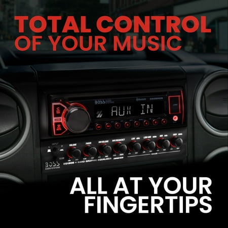 4 Band Pre-Amp Half-DIN Car Equalizer, Subwoofer Output, Dual Color Illumination