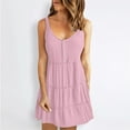 thumbnail image 2 of XuJwPNcy Summer Dresses for Women Loose Button down Sleeveless Dresses Ruffle Tiered Casual Mini Dress, 2 of 7