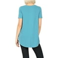thumbnail image 3 of Women & Plus Short Sleeve V Neck Round Hem Relaxed Fit Casual Tee Shirt Top, 3 of 5