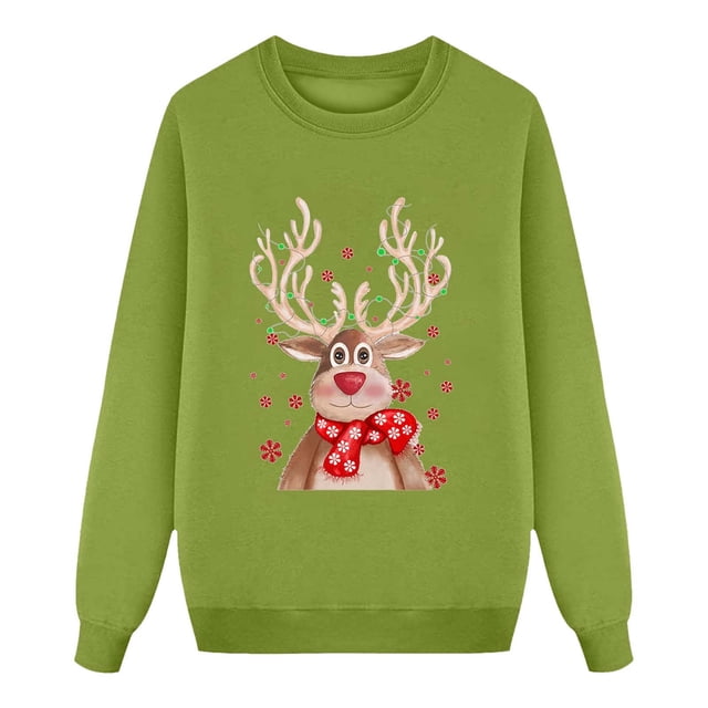 Christmas Parent Child Printed Long Sleeved Round Neck Fleece Sweatshirt (Mom's Style) (7)
