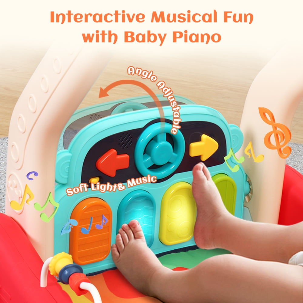 Baby Play Mat,  Caveen 4 in 1  Baby Gym Activity Center with Musical Light Piano, Baby Learning Walker for 0-36 Months Infant Toddler