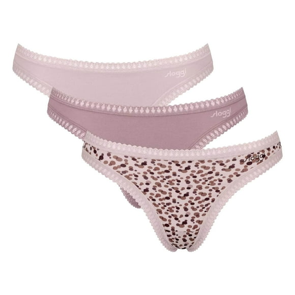 Sloggi Tangas para mujer, pack de 3 - GO Crush String C3P, pantalón, algodón elástico Rosa XS (X-Small)