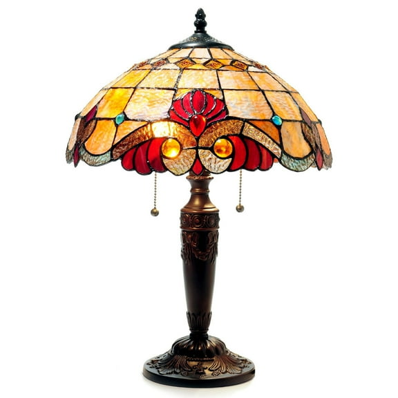 20 Inch Tiffany Style 2 Light Table Lamp, Multicolor