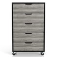 thumbnail image 2 of Musa 5-Drawer Wood Vintage Gray Oak Dresser with Wheels, 2 of 9