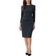 thumbnail image 2 of Vestido de trabajo ajustado de peplum para mujer Inspire Chic, cuello redondo, de manga larga, cintura alta, midi, color gris oscuro, talla M, 2 of 6