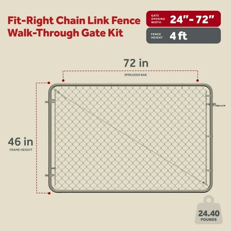 Adjust-A-Gate Fit-Right Adjustable Gate Kit w/ Round Corner Frame, Gray