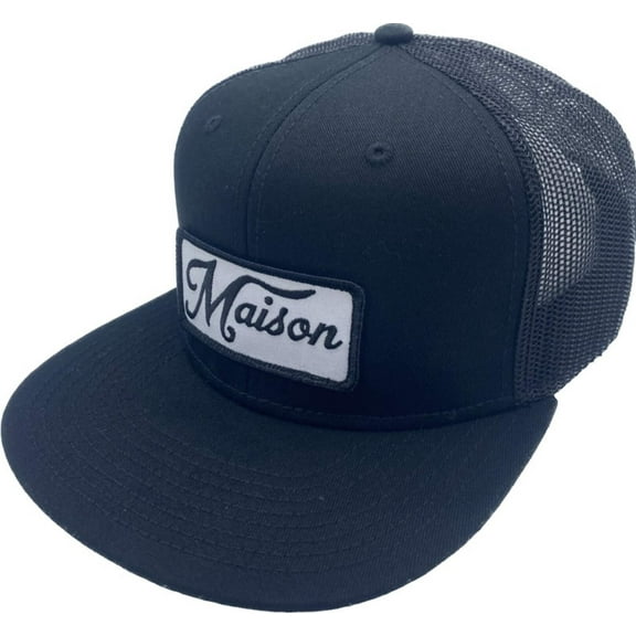 Maison Classic Snapback (Black w/ White Maison Patch) - 6 Panel Classic Mesh Snapback - Unisex Adjustable Baseball Cap - Outdoor Unisex Hat