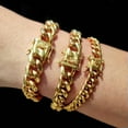 thumbnail image 2 of QQTDFG 8mm-18mm Mens Miami Cuban Link Chain Bracelet Gold Silver Stainless Steel Bangle-Gold-8mm-8 inches bracelet, 2 of 8