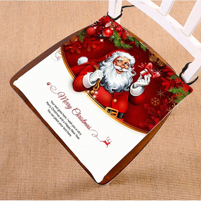 ABPHQTO Vintage Navidad Papá Noel sosteniendo un regalo Cojín para silla Cojín para asiento Cojín para silla Cojín para suelo 45x45 cm