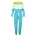 thumbnail image 4 of YUGYXL Women's 2 Piece Outfit Colorblock Lightweight Long Sleeve Tee Top and Jogger Pants Sets Casual Sweatsuit Tracksuit Light Blue XXL, 4 of 5