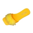 thumbnail image 2 of Samdudou Fuzzy Slippers for Women Fluffy Faux Fur Open Toe Slides Stylish Square Open Toe Flat Sandals Indoor Outdoor House Shoes Plush Fashion Footwear for Leisure, 2 of 9