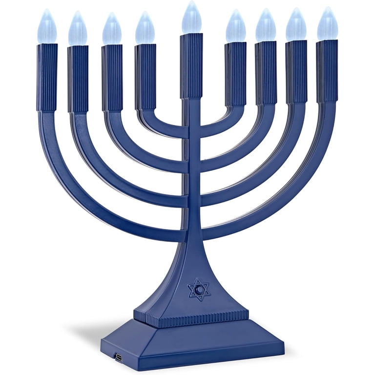 Zion Judaica LED Menorah, Blue, 9", Battery or USB photo 6