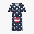 thumbnail image 4 of Fartey Womens Plus Size Summer Fashion Stars Stripes Print Midi Dresses Casual Loose Short Sleeve V Neck Knee Length Dresses Loose Flowy Beach Patriotic Dress with Pockets, 4 of 5