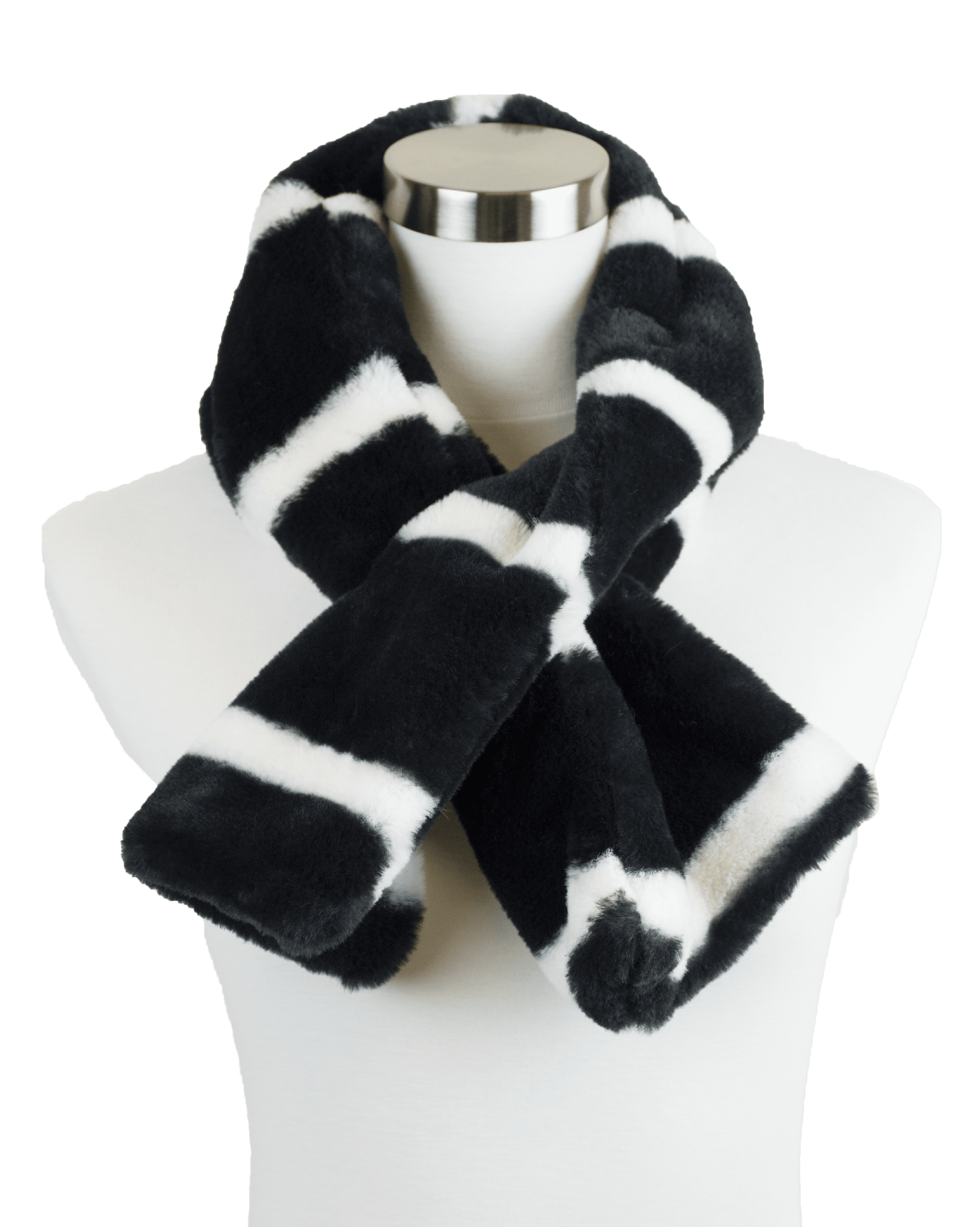 Sassy Scarves Womens Stripe Design Plush Faux Fur Cold Weather Winter
