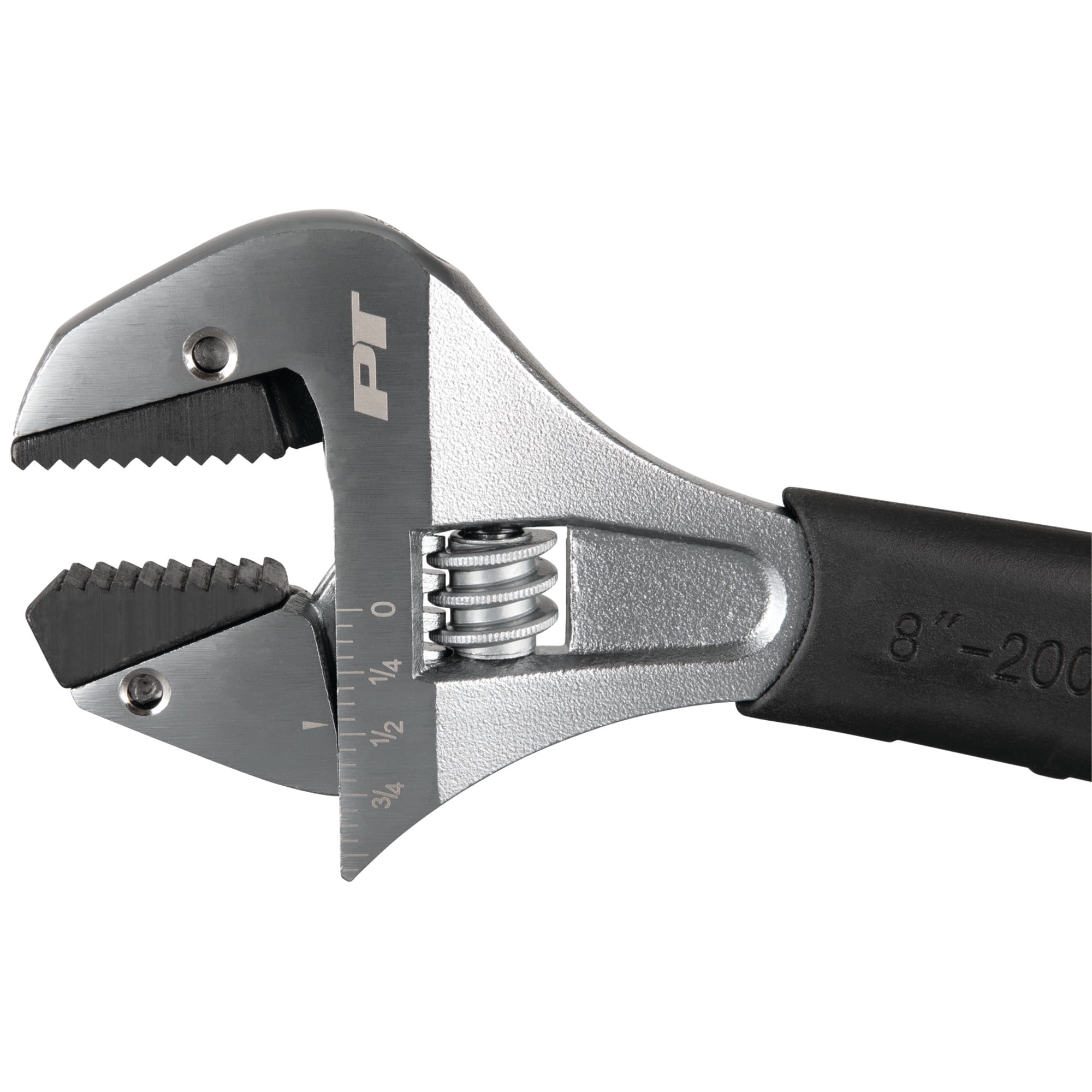 Performance Tool W30625 8 In. Ratcheting Adjustable Wrench - Sliding Jaw, Adjustable, Chrome Vanadium Directional Teeth, Black