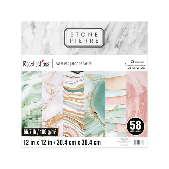 12" x 12" Stone Paper Pad by Recollections - Acid and Lignin Free Paper for Scrapbooks - Arts & Crafts - 6 Pack