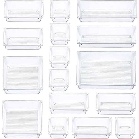 Organizador de Cajones Plástico Transparente Bluelander 16 Piezas