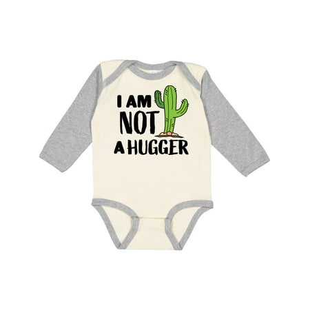 

Inktastic I am Not a Hugger with Cactus Gift Baby Boy or Baby Girl Long Sleeve Bodysuit
