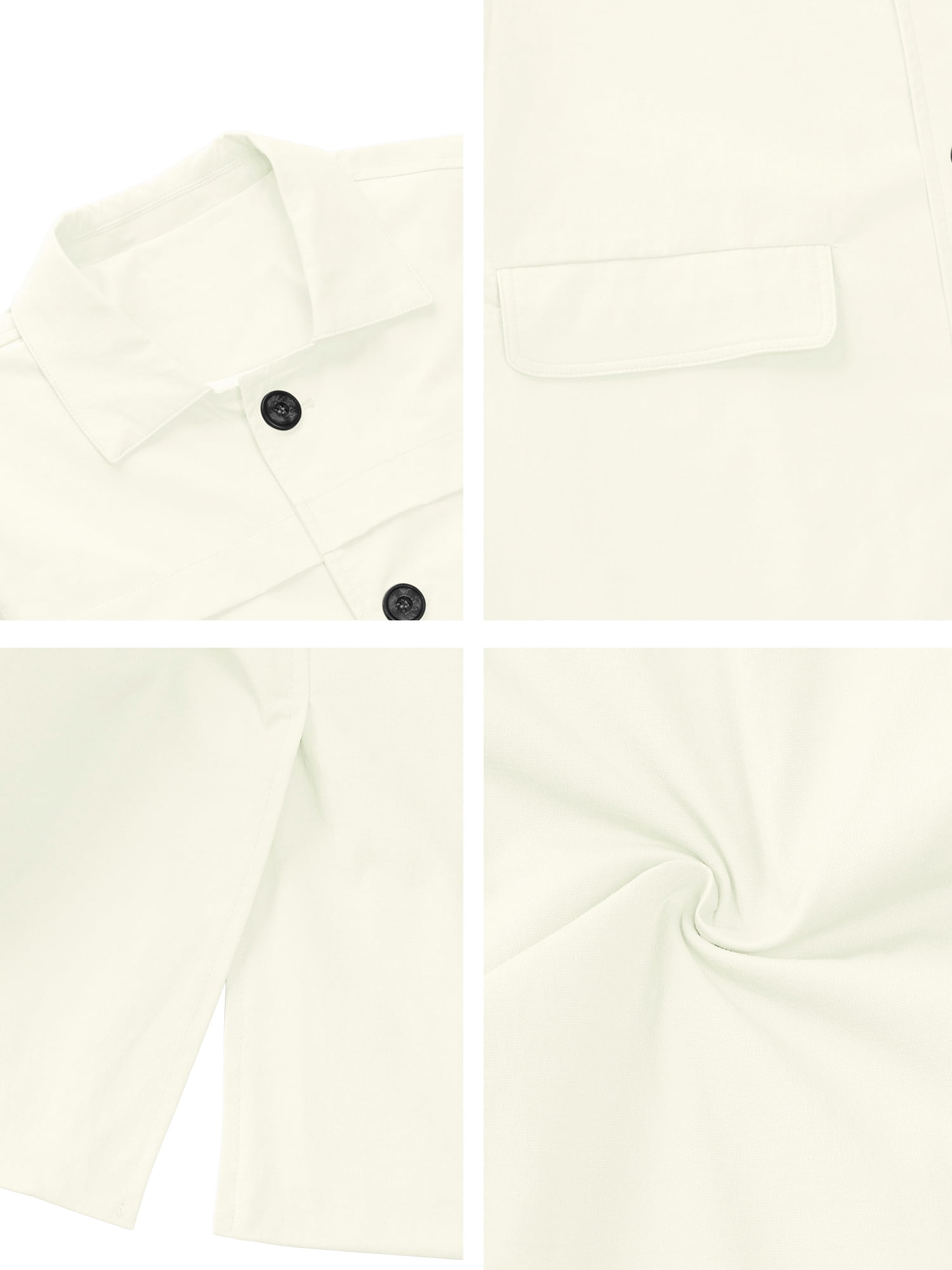 DARING DIVA Men's Trench Coat Lightweight Single Breasted Jacket Overcoat S White