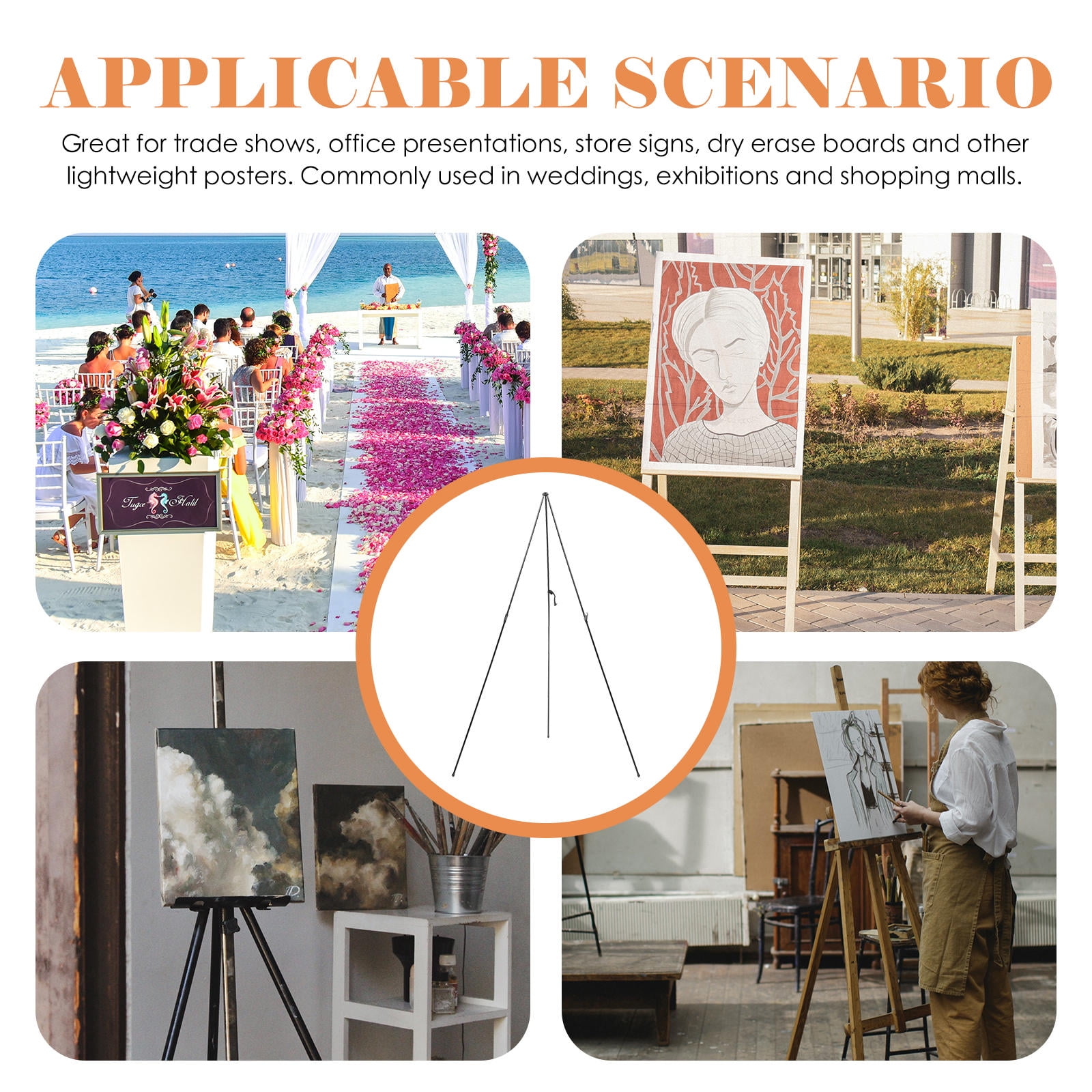 HONITANO 1Pack Sturdy Black Easel Stand for Painting and Display in Art Studios