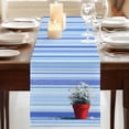 thumbnail image 3 of Table Runners 70 Inches Long Dress Scarves, Blue Ombre Striped Daisy Farmhouse Coffee/Dining/Kitchen Table Decor, Holiday Table Runner, Vintage Flowers Abstract Art 13x70 Inch, 3 of 9