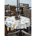 thumbnail image 2 of Outdoor Tablecloth with Umbrella Hole for Patio/Picnic/Party/Camping, Blue Yellow Conch Waterproof Table Cloth Round Cover Washable, Summer Ocean Starfish Shells Bubble (Dia 54"), 2 of 9