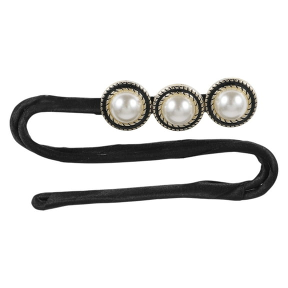 Unique Bargains 1 Pc Hair Disk Faux Pearls Bun Holder for Women Black Beige
