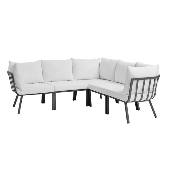 Ergode Riverside 5 Piece Outdoor Patio Aluminum Sectional - Gray White
