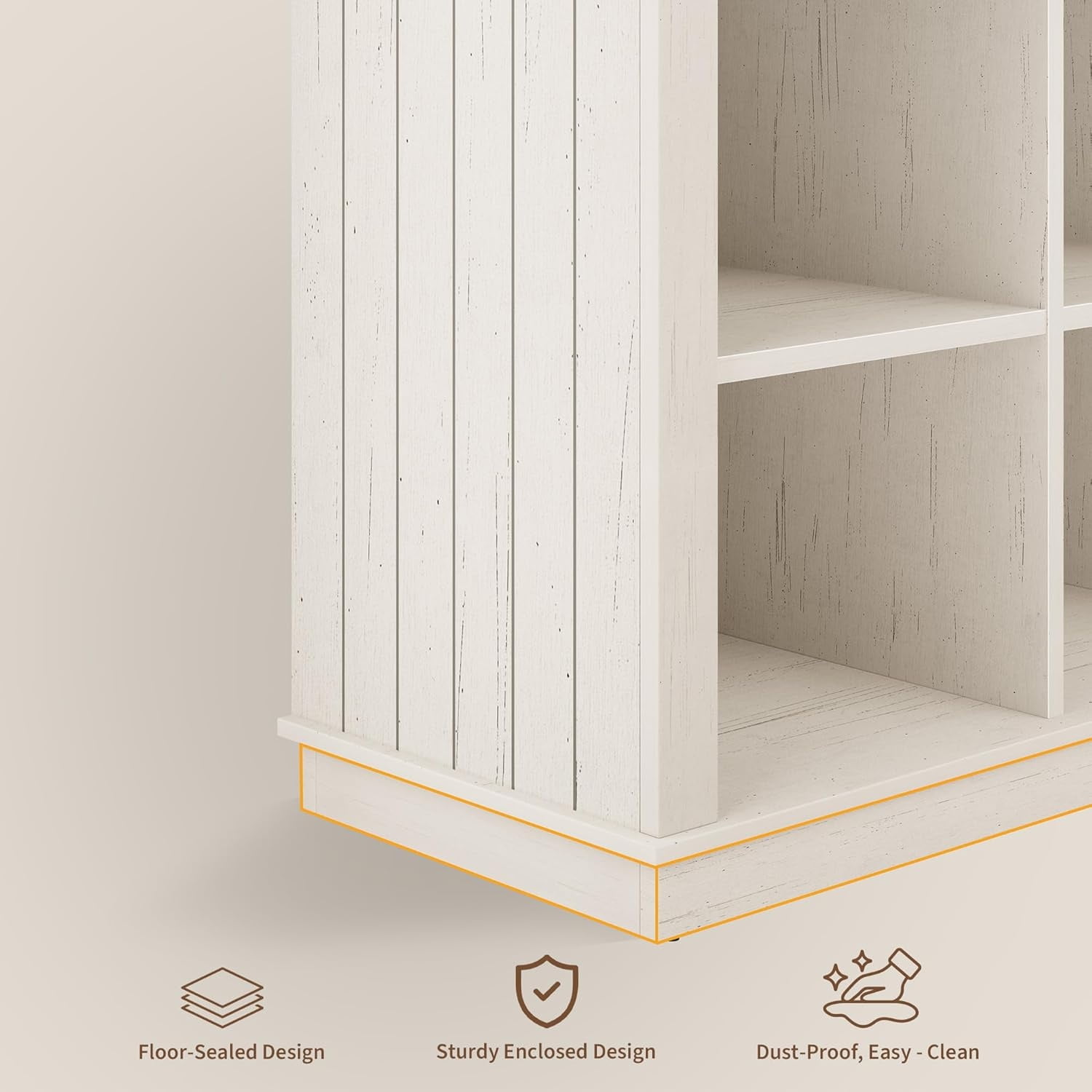 8 Cube Storage Organizer Bookshelf, 3 Tier Farmhouse Horizontal Bookcase, 62 Inch Wood Storage Bookcase for Entryway, Long Low Bookshelves for Living Room