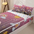 thumbnail image 3 of Manfei Cartoon Rainbow Zipper Twin Comforter Sets with Fitted Sheet and 2 Pillowcases, Glitter Starry Sky Zipper Bedding Set, Pink Gray, Stars Reversible, 4-Piece, 3 of 7