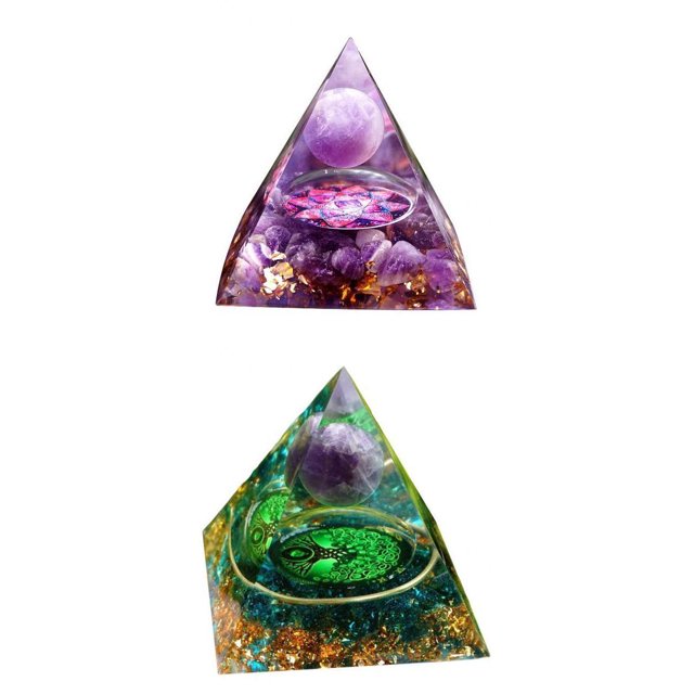 2 Figuras Decorativas de de Orgón de Amatista, Artículos de Decoración de Cristales Macarena Pirámide de amatista