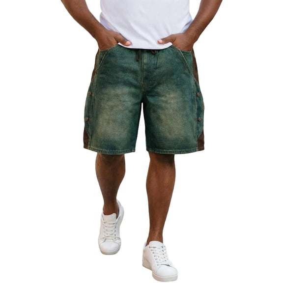Athletic Gym Mens Shorts Zippered Pocket Casual Loose Denim Shorts