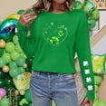 thumbnail image 4 of Craaazy Women's St Patricks Day Shirts Shamrock Irish Holiday Crew Neck Long Sleeve Shirts, 4 of 6